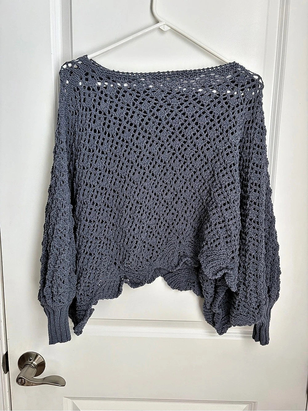 Jessica Simpson Open Knit Dolman Sweater in Blue Small Like New